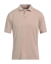 Daniele Fiesoli Man Polo Shirt Beige Size L Linen, Elastane