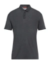 Daniele Fiesoli Man Polo Shirt Charcoal Size L Linen, Elastane In Grey