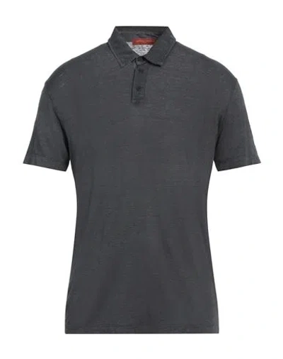Daniele Fiesoli Man Polo Shirt Charcoal Size L Linen, Elastane In Grey