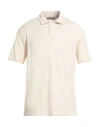 Daniele Fiesoli Man Polo Shirt Cream Size L Linen, Elastane In White