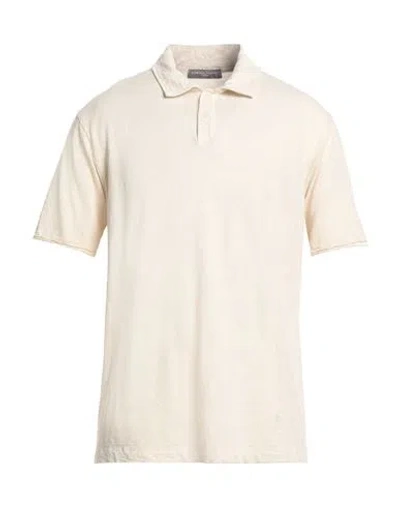 Daniele Fiesoli Man Polo Shirt Cream Size L Linen, Elastane In White