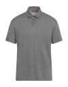 Daniele Fiesoli Man Polo Shirt Lead Size L Linen, Elastane In Grey
