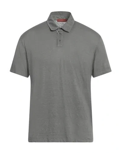 Daniele Fiesoli Man Polo Shirt Lead Size L Linen, Elastane In Grey