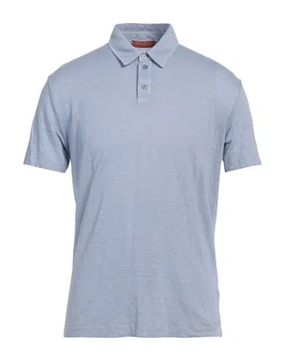 Daniele Fiesoli Man Polo Shirt Light Blue Size L Linen, Elastane In Blue