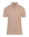 Daniele Fiesoli Man Polo Shirt Light Brown Size L Linen, Elastane In Beige