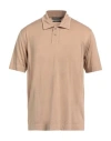 Daniele Fiesoli Man Polo Shirt Light Brown Size L Cupro, Cotton In Beige