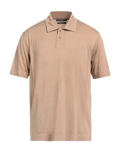 Daniele Fiesoli Man Polo Shirt Light Brown Size L Cupro, Cotton In Beige