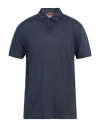 Daniele Fiesoli Man Polo Shirt Navy Size Xxl Linen, Elastane In Navy Blue