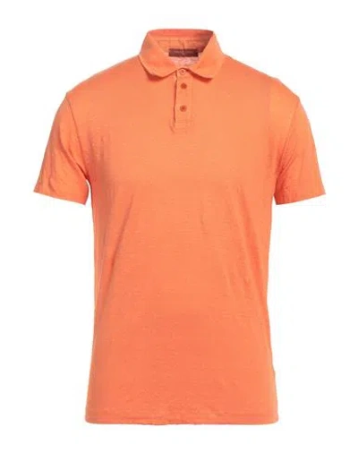 Daniele Fiesoli Man Polo Shirt Orange Size M Linen, Elastane