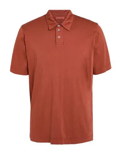 Daniele Fiesoli Man Polo Shirt Rust Size L Cotton In Red