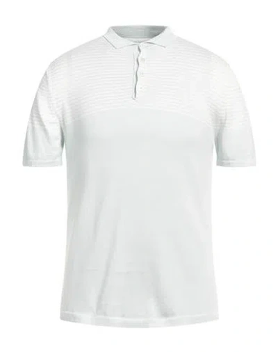 Daniele Fiesoli Man Polo Shirt Sky Blue Size L Cotton In White
