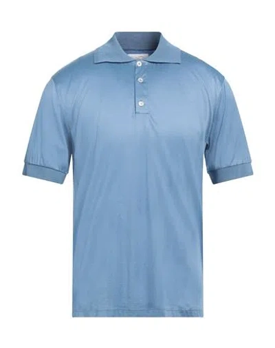 Daniele Fiesoli Man Polo Shirt Sky Blue Size L Cotton