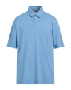 Daniele Fiesoli Man Polo Shirt Sky Blue Size L Cotton In Blue