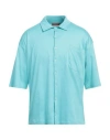 Daniele Fiesoli Man Polo Shirt Turquoise Size L Cotton In Blue