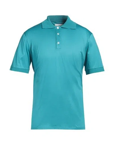 Daniele Fiesoli Man Polo Shirt Turquoise Size Xxl Cotton In Blue