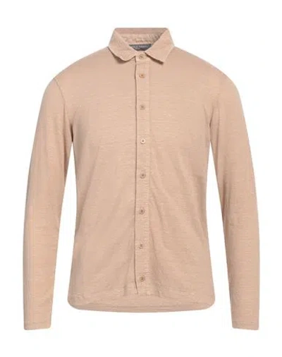 Daniele Fiesoli Man Shirt Khaki Size S Linen, Elastane In Beige