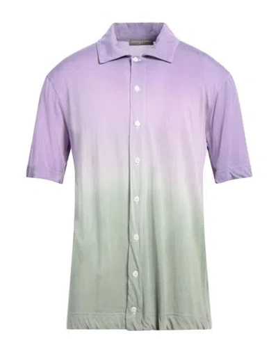 Daniele Fiesoli Button-up Linen Faded Design Shirt Green/purple