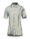Daniele Fiesoli Man Shirt Military Green Size L Cupro, Cotton In Green