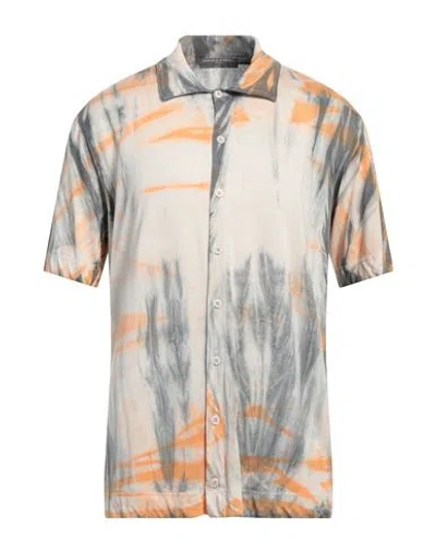Daniele Fiesoli Man Shirt Orange Size L Cupro, Cotton
