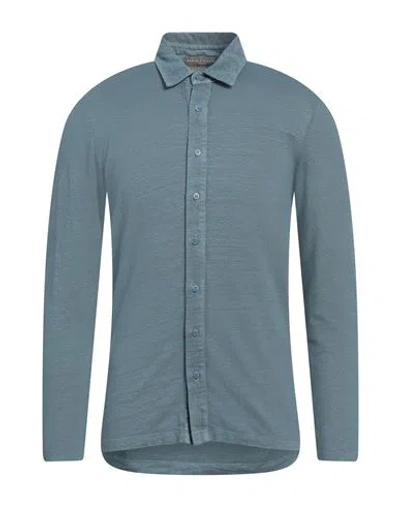 Daniele Fiesoli Man Shirt Pastel Blue Size S Linen, Elastane