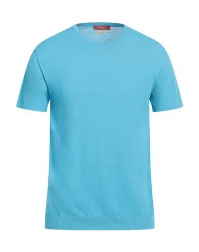 Daniele Fiesoli Man Sweater Azure Size L Cotton In Blue