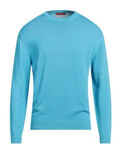 Daniele Fiesoli Man Sweater Azure Size L Cotton In Blue