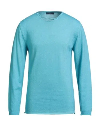 Daniele Fiesoli Man Sweater Azure Size L Merino Wool In Blue