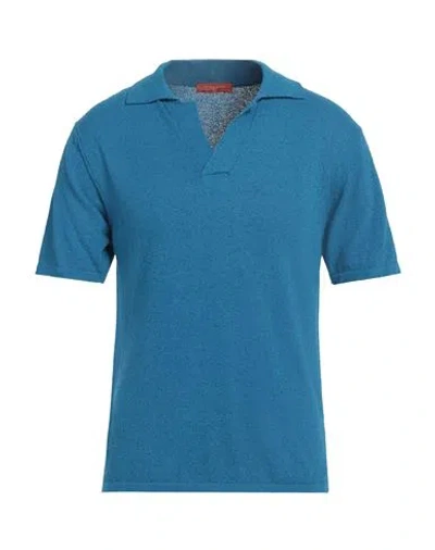 Daniele Fiesoli Man Sweater Azure Size M Cotton, Polyamide In Blue