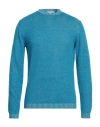 Daniele Fiesoli Man Sweater Azure Size Xl Linen, Organic Cotton In Blue