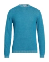 Daniele Fiesoli Man Sweater Azure Size L Linen, Organic Cotton In Blue