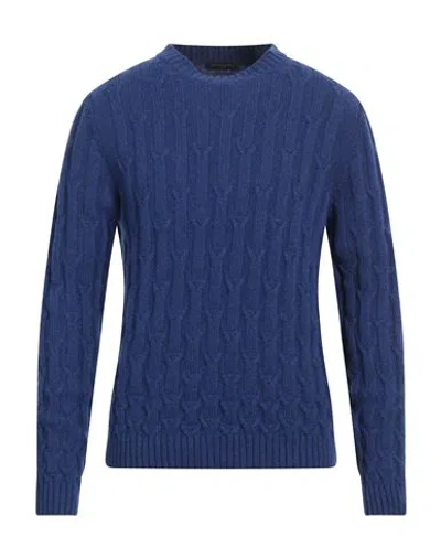 Daniele Fiesoli Man Sweater Blue Size Xxl Baby Alpaca Wool, Wool, Polyamide