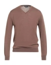 Daniele Fiesoli Man Sweater Brown Size L Merino Wool In Brown