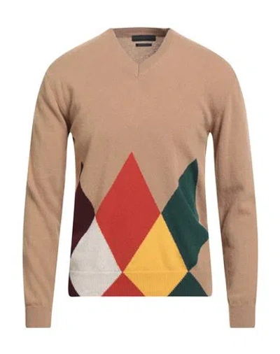 Daniele Fiesoli Man Sweater Camel Size L Merino Wool, Cashmere