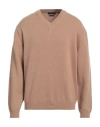Daniele Fiesoli Man Sweater Camel Size L Wool, Cashmere In Beige
