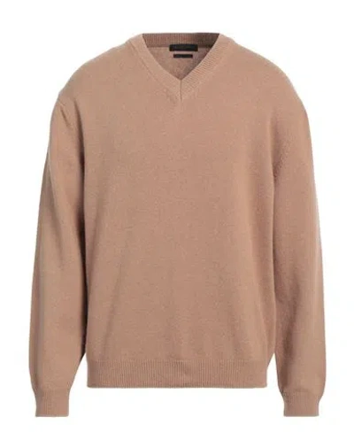 Daniele Fiesoli Man Sweater Camel Size L Wool, Cashmere In Beige