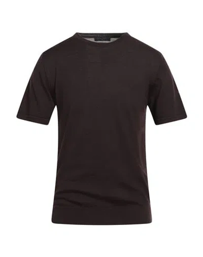 Daniele Fiesoli Man Sweater Dark Brown Size L Merino Wool