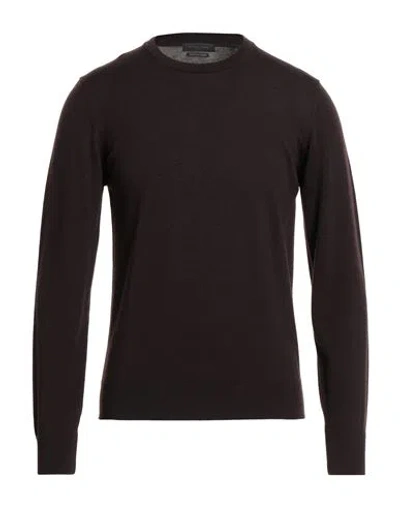 Daniele Fiesoli Man Sweater Dark Brown Size S Merino Wool In Navy Blue