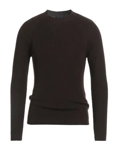 Daniele Fiesoli Man Sweater Dark Brown Size S Merino Wool, Acrylic In Black