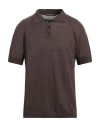Daniele Fiesoli Man Sweater Dark Brown Size S Linen, Cotton