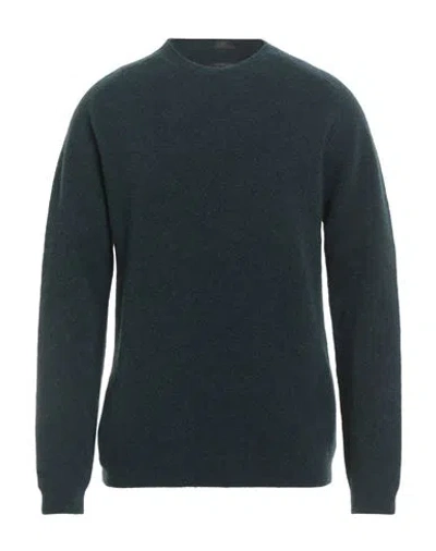 Daniele Fiesoli Man Sweater Dark Green Size L Merino Wool, Polyamide, Elastane In Blue