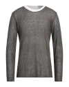 Daniele Fiesoli Man Sweater Taupe Size L Linen, Elastane In Grey