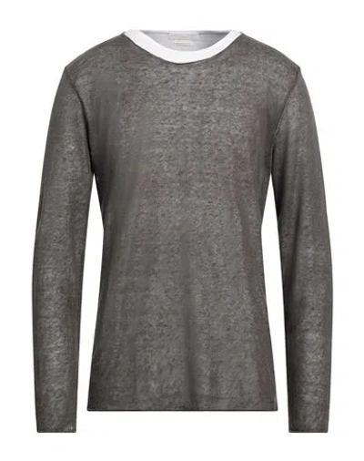 Daniele Fiesoli Man Sweater Taupe Size L Linen, Elastane In Grey