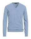 Daniele Fiesoli Man Sweater Light Blue Size L Wool, Cashmere In Blue