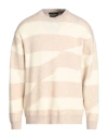 Daniele Fiesoli Man Sweater Light Brown Size L Merino Wool, Polyamide In Beige