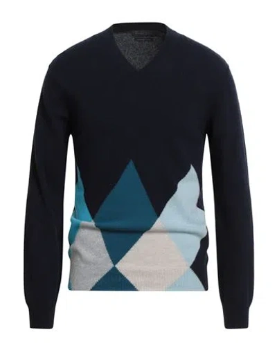 Daniele Fiesoli Man Sweater Midnight Blue Size L Merino Wool, Cashmere
