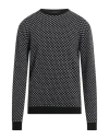 Daniele Fiesoli Man Sweater Midnight Blue Size L Wool, Cashmere In Black