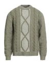 Daniele Fiesoli Man Sweater Military Green Size L Baby Alpaca Wool, Merino Wool