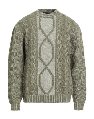 Daniele Fiesoli Man Sweater Military Green Size L Baby Alpaca Wool, Merino Wool