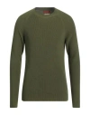 Daniele Fiesoli Olive Green Boiled Wool Round Neck Knitted Sweater In Green