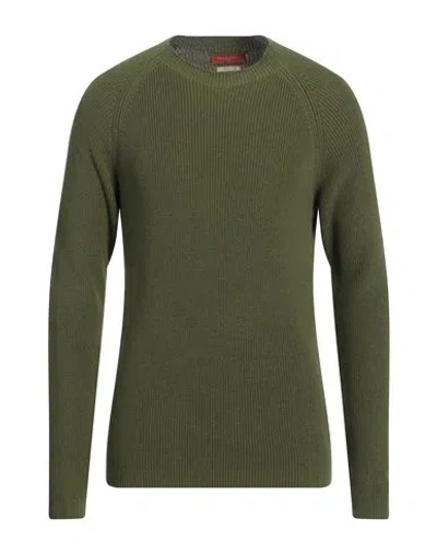 Daniele Fiesoli Olive Green Boiled Wool Round Neck Knitted Sweater